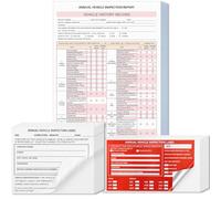 Affrolling Lot de 50 étiquettes adhésives en vinyle pour rapport d'inspection annuel du véhicule, 3 plis, sans carbone, conforme DOT, étiquette d'inspection extérieure en aluminium rouge et étiquette