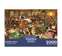 Affrontement au Pistolet dans Le Saloon du Far West Puzzle en Bois Imperméable DIY Puzzles De 1000 Pièces pour Adultes Amusant Jeux De Stimulants