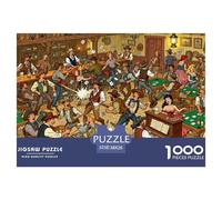 Affrontement au Pistolet dans Le Saloon du Far West Puzzle en Bois Imperméable Puzzles De 1000 Pièces pour Adultes Impossible De Décoration pour La Maison
