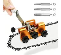 Affûteur Chaîne Tronçonneuse à Manivelle, Affûteuse Portable avec 3 Pierres 4/5/6 mm, Guide d'Angle, Kit d'Affûtage Manuel pour Tronçonneuse