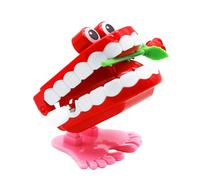 Affûteur classique en plastique acrylique poli, mécanisme à ressort interne, mouvement de rapide | Dents qui claquent, jouet à remonter, gadget amusant faux clockwork, accessoires, pieds de