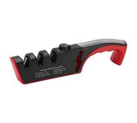 Affûteur de couteau en diamant Professionnel Tool de cuisine à 3 étapes ergonomiques pour les couteaux de cuisine ciseaux outil d'aiguisation multi-fonctionnel noir (Rouge)