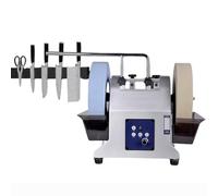 Affûteur de couteaux électrique commercial, affûteur de couteaux d'établi à double meule et basse vitesse, affûteur de couteaux multifonction, système d'affûtage refroidi à l'eau avec réservoir d'ea