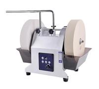 Affûteur de couteaux électrique commercial, affûteur de couteaux d'établi à double meule et basse vitesse, affûteur de couteaux multifonction, système d'affûtage refroidi à l'eau avec réservoir d'ea