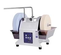 Affûteur de couteaux électrique commercial, affûteur de couteaux d'établi à double meule et basse vitesse, affûteur de couteaux multifonction, système d'affûtage refroidi à l'eau avec réservoir d'ea