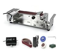 Affûteuse À Bande Abrasive 350 W, Ponceuse À Eau Détabli En Acier Inoxydable Avec 10 Bandes Abrasives, Disque De Polissage Et De Meulage, Base Rétractable, 0-13 000 Tr/min, Rotation Avant Et