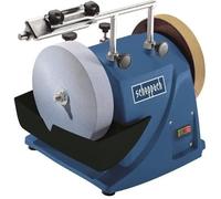 Scheppach Affûteuse à Eau TIGER2000S| Moteur à induction 120W | Meule en corindon supérieur Ø200mm | Dispositif pour outils standard droits | Pâte à poncer | Disque à poncer | Gabarit d'angle