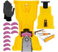 Affuteuse de Chaine Tronconneuse,Aiguiseur Chaine Tronconneuse avec 10 Pierres à Aiguiser et 1 Paire de Gants