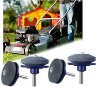 Affûteuse de Tondeuse à Gazon,4 PCS Universel Tondeuse À Gazon Affûteuse De Lame Rotative Meuleuse De Jardin Pierre De Roue pour Perceuse Électrique Perceuse À Main Kit De Réparation