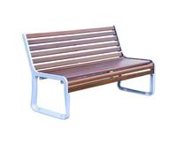 AFGFGHES Banc De Parc Chaise De Parc Banc Extérieur Extérieur Dossier en Bois Massif Double Siège Communauté Carré Acier Inoxydable Bancs De Terrasse(B)