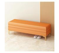 AFGFGHES End Of Bed Banc de rangement rembourré avec bordure cloutée | Ottoman avec rangement pour salon et chambre à coucher | Banc décoratif pour chambre à coucher (orange, 80 x 40 x 40 cm)