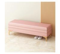 AFGFGHES End Of Bed Banc de rangement rembourré avec bordure cloutée | Ottomane avec rangement pour salon et chambre à coucher | Banc décoratif pour chambre à coucher (rose, 120 x 40 x 40 cm)