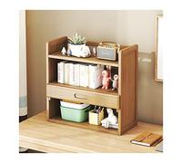 AFGFGHES Étagère À Livres Étagère de Bureau en Bois à 3 Niveaux avec 1 Petit tiroir de Rangement de Bureau Étagères De Rangement