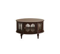 AFGFGHES Petite table basse rétro ronde en bois massif pour balcon, salon, maison, table centrale, table de salon