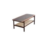 AFGFGHES Petite Table Basse Table Basse en Verre et Bois Massif, rectangulaire, en Noyer Noir, Table d'appoint rétro Tables De Salon