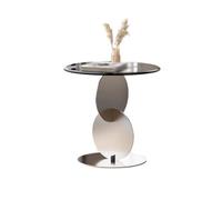 AFGFGHES Table d'appoint créative en acier inoxydable pour café, salon, art du verre, petite table ronde de salon