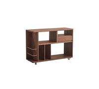 AFGFGHES Table d'appoint de canapé 90 cm couleur noyer avec roulettes et tiroirs, meuble de rangement mobile pour salon, balcon, chambre à coucher, etc