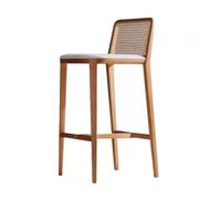 AFGFGHES Tabouret De Bar Chaise Haute De Bar en Rotin Et Bois Massif À La Mode, Tabouret Haut avec Dossier De Cuisine À Domicile Tabouret Haut