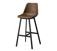 AFGFGHES Tabouret De Bar Style Nordique Simple et Confortable Dossier en Fer forgé Chaise Haute rétro Cuir Haut Tabouret de Bar café Chaise de Salle à Manger Tabouret Haut(C)