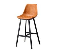 AFGFGHES Tabouret De Bar Style Nordique Simple et Confortable Dossier en Fer forgé Chaise Haute rétro Cuir Haut Tabouret de Bar café Chaise de Salle à Manger Tabouret Haut(A)