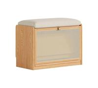 AFGFGHES Tabouret D'entrée Tabouret À Langer en Bois Massif, Créatif Et Simple, for Ménage, Petit Appartement, Tabouret De Rangement en Rotin De Chêne Tabouret À Langer