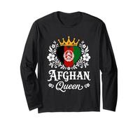 Afghan Queen Afghanistan Flag Proud Afghan Woman Manche Longue