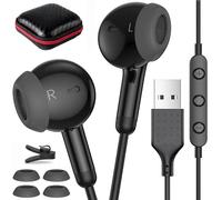 AFGHOA Écouteurs USB avec microphone pour PC et ordinateur portable, 2,3 m, USB A, casque filaire pour ordinateur, casque USB A avec cordon d'appel stéréo silencieux et suppression du bruit pour Dell