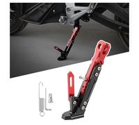 AFGJHYT Support Latéral Moto pour Triumph Daytona 675 Speed Triple 1050 Street 800, Béquille Latérale Réglable Aluminium, Béquille latérale avec verrou à Ressort, Base Antidérapante Large,C Red