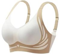 AFGQIANG Soutien-gorge push-up sans fil anti-affaissement, blanc, L