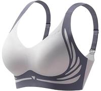AFGQIANG Soutien-gorge push-up sans fil anti-affaissement, bleu, 4XL
