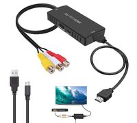 afhgdjr Adaptateur RCA vers HDMI, PS2 HDMI, adaptateur AV 1080P avec câble HDMI PS2/PS3/SNES/N64/STB/VHS/VCR, enregistreur vidéo DVD, prend en charge la conversion 16:9/4:3 et la conversion PAL/NTSC