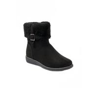 Afibel - Boots Vegan Revers Fausse Fourrure Largeur Confort Chaussures Noir Polyamide