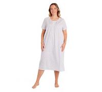 Afibel - Chemise De Nuit Fleurie Guipure Fantaisie Nuit Violet Coton - Taille : 46/48