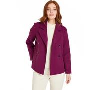 Afibel - Manteau Caban Court Double Boutonnage Femme Violet Polyester - Taille : 50