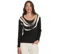 Afibel Pull Motif Jacquard strassé col Rond