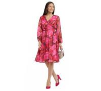 Afibel - Robe Cache-Coeur Courte Voile Imprimé Motifs Dorés Femme Rouge Polyester