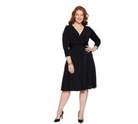 Afibel - Robe Courte Cache-Coeur en Maille Femme Noir Polyester - Taille : 36