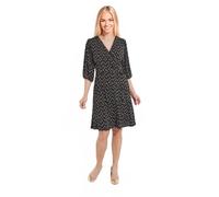 Afibel - Robe Courte Cache-Coeur Imprimé Pois Femme Noir Polyester