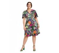 Afibel Robe Courte Fluide Manches Papillon, Fleuri