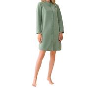 Afibel - Robe De Chambre Brodée Ligne Courte Nuit Vert Polyester - Taille : 42/44