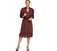 Afibel - Robe Mi-Longue Volantée Effet Cache-Coeur Femme Rouge Polyester