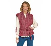 Afibel - Veste Matelassée Sans Manches Avec Ceinture Femme Rouge Polyester - Taille : S/m