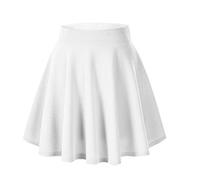 Afibi Femmes Casual Mini Stretch Taille Éclairé Plain plissé Jupe Patineuse (S, Blanc)