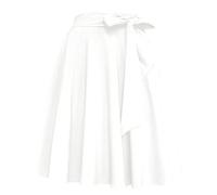 Afibi Jupe vintage taille haute évasée patineuse midi avec poches pour femme, blanc, Taille 3XL