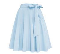 Afibi Jupe Vintage Taille Haute trapèze Patineuse évasée midi avec Poches pour Femme, Bleu Ciel, Taille S