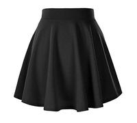 Afibi Mini Jupe Patineuse plissée Unie évasée à Taille Extensible décontractée, Noir, Taille L