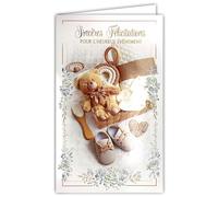 16-665 Carte naissance - ourson chausson - baby - Avec Enveloppe Blanche format 12x19,5cm - Espace blanc réservé à l'écriture