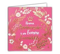 Afie 22009 Carte Carrée Dorée Or Heureux Anniversaire à une Femme Formidable 22009