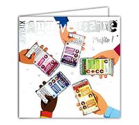 Afie 22035 Carte Carrée Argentée Heureux Anniversaire Profite Téléphones Portables Smartphones Réseaux sociaux