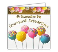 Afie 22040 Carte Carrée Dorée Or On te souhaite un très Gourmand Anniversaire Popcakes Gâteaux